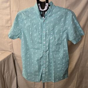 Cedarwood State Mens Button Down Shirt Medium Mint Green Palm Tree Print